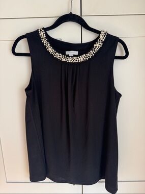 Jeweled black sleeveless dressy tank